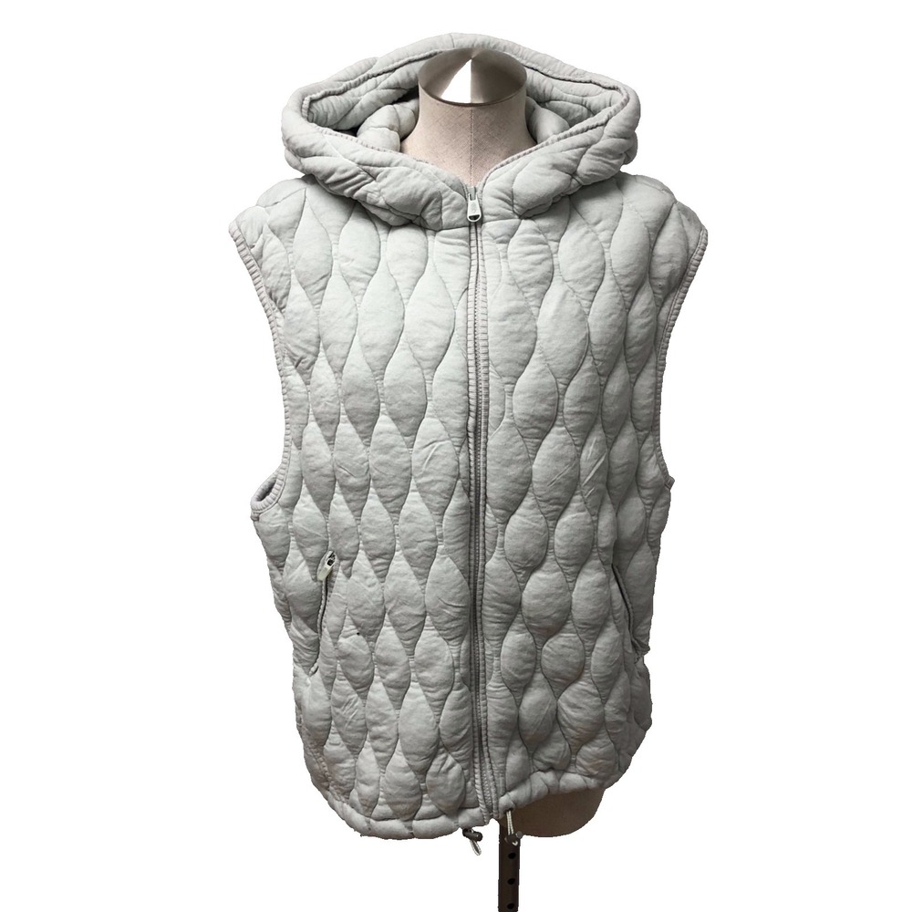 Free People Movement Quilted Full Zip Jacket Womens Small Green Sleeveless Hood